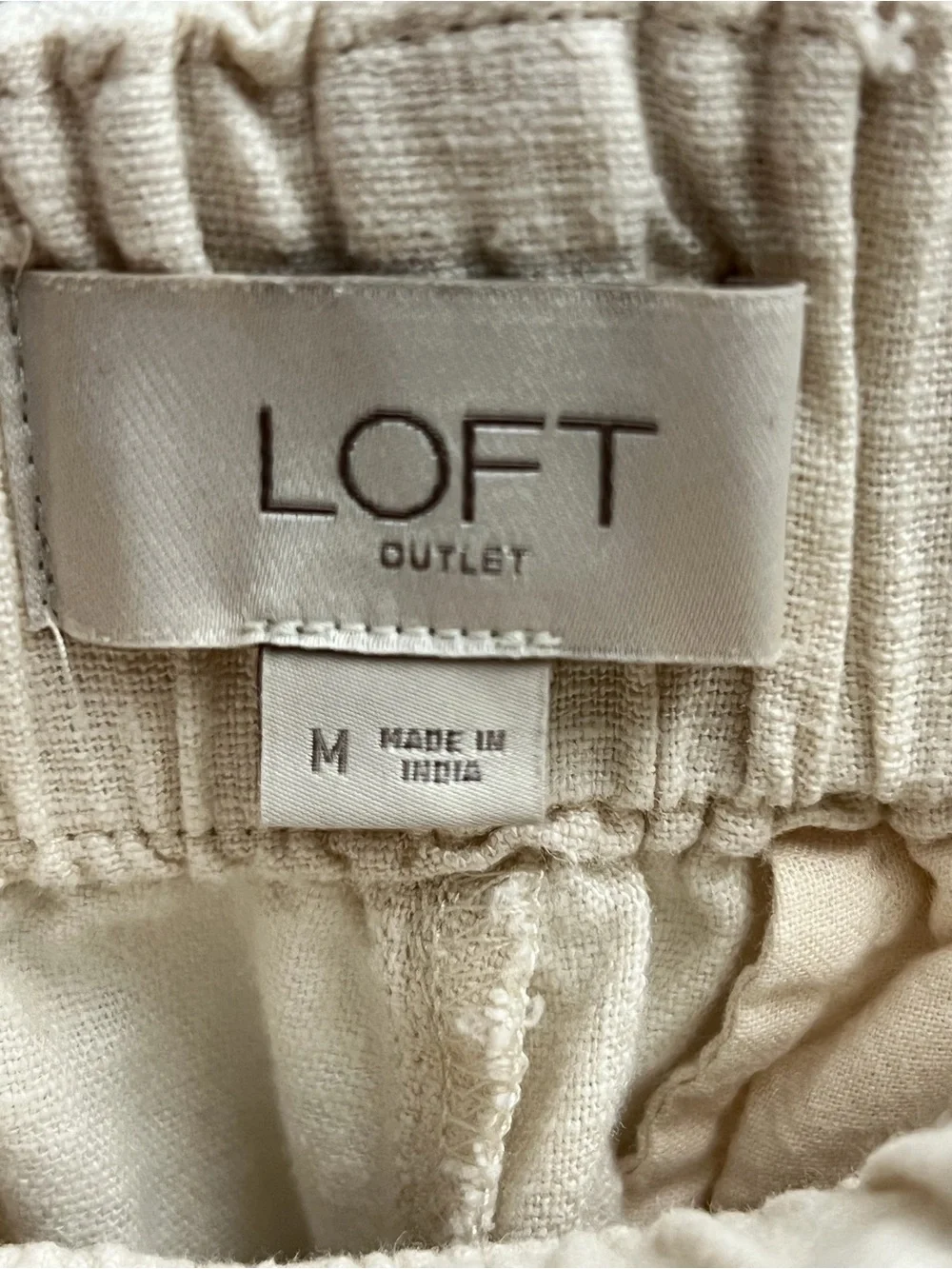 LOFT Outlet High Rise Straight Linen Blend Tan Pants Womens M